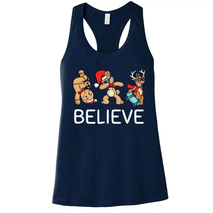 Dabbing Santa Xmas For Believe Christmas Women's Racerback Tank