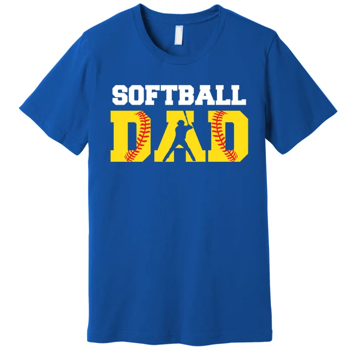 Dad Softball Yellow Softball Dad Meaningful Gift Premium T-Shirt