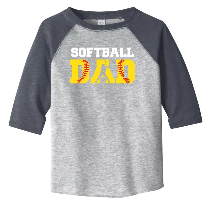 Dad Softball Yellow Softball Dad Meaningful Gift Toddler Fine Jersey T-Shirt