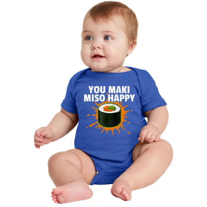 Distressed Sushi You Maki Miso Happy Funny Sushi Lover Gift Baby Bodysuit