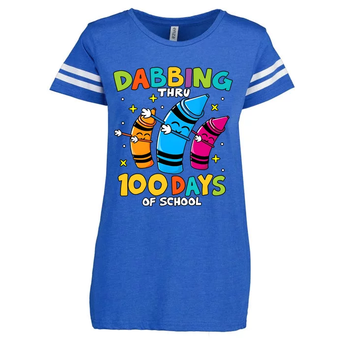 Dabbing Thru 100 Days Of School Enza Ladies Jersey Football T-Shirt