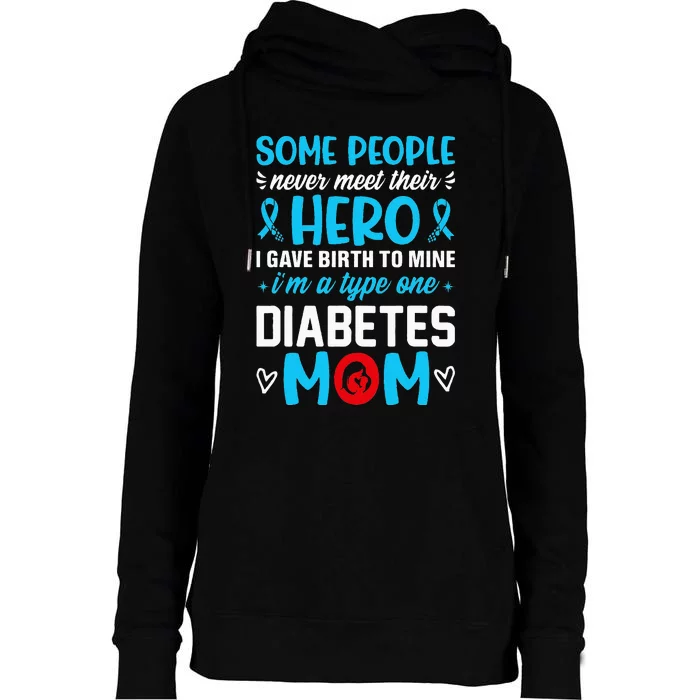 Diabetes Type 1 Survivor Mom  T1 Diabetes Awareness Womens Funnel Neck Pullover Hood