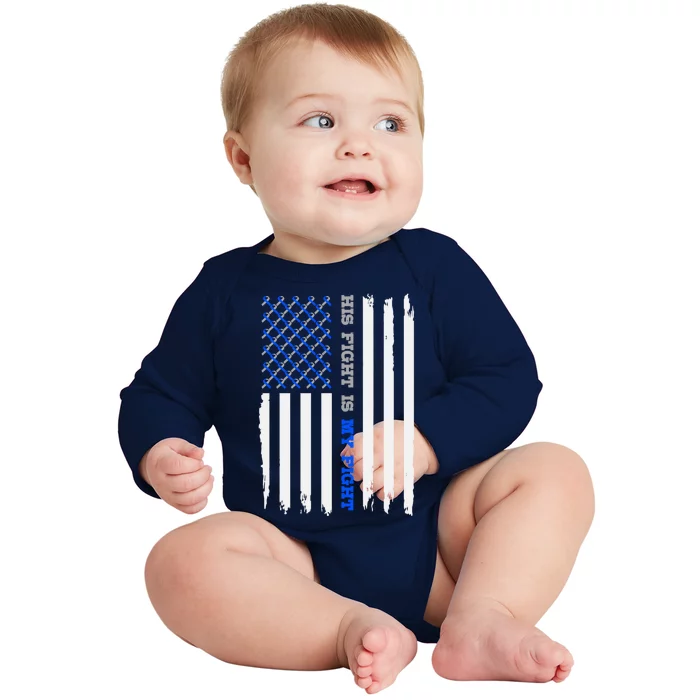 Diabetes Type 1 American Flag His Fight Is My Fight Gift Baby Long Sleeve Bodysuit