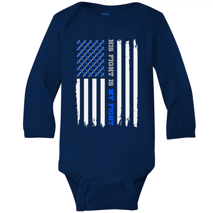 Diabetes Type 1 American Flag His Fight Is My Fight Gift Baby Long Sleeve Bodysuit