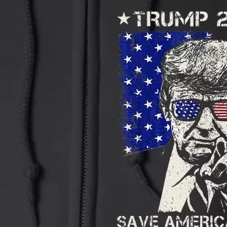 Donald Trump 2024 Save America Again American Flag Full Zip Hoodie