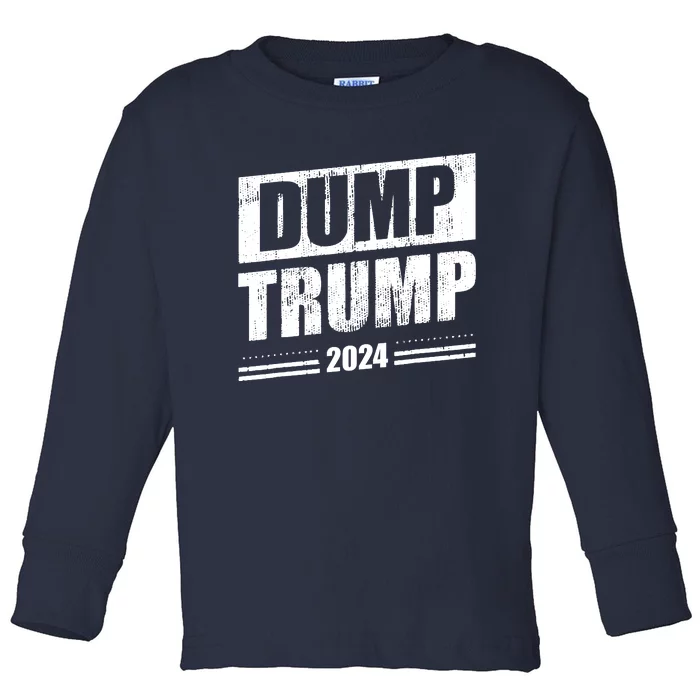 Dump Trump 2024 Funny Anti Trump Toddler Long Sleeve Shirt