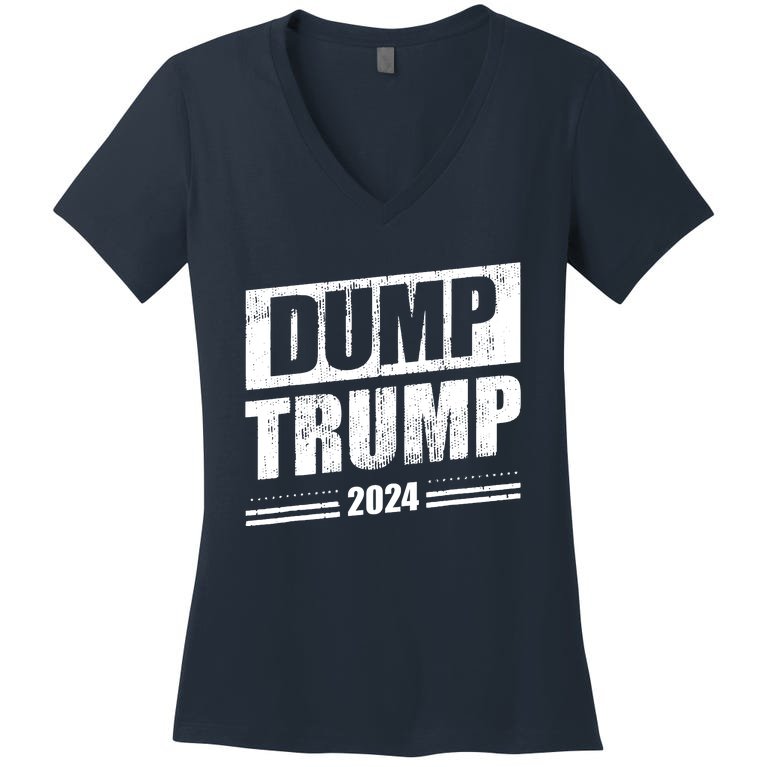 Dump Trump 2024 Funny Anti Trump Women's V-Neck T-Shirt
