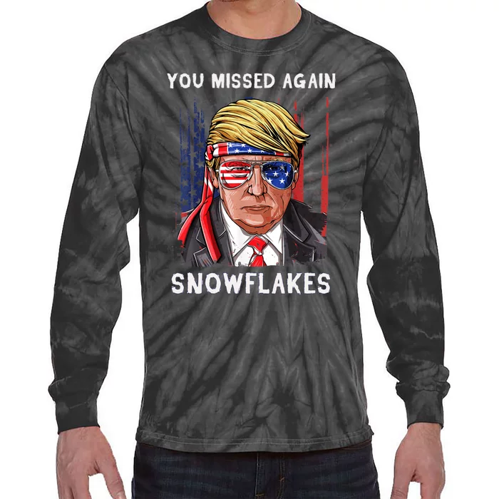 Donald Trump 2024 Missed Me Funny Conservative Tie-Dye Long Sleeve Shirt