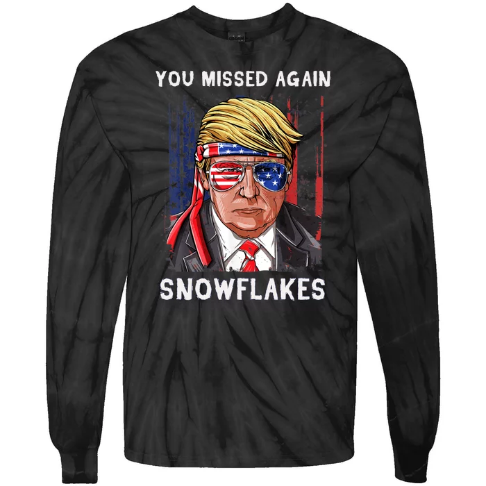 Donald Trump 2024 Missed Me Funny Conservative Tie-Dye Long Sleeve Shirt