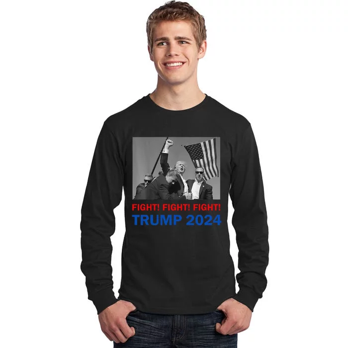 Donald Trump 2024 Fight Fight Fight Donald Trump Fist Pump Tall Long Sleeve T-Shirt