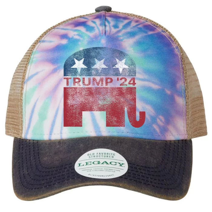 Donald Trump 2024 For President Pro Trump Vintage Republican Legacy Tie Dye Trucker Hat