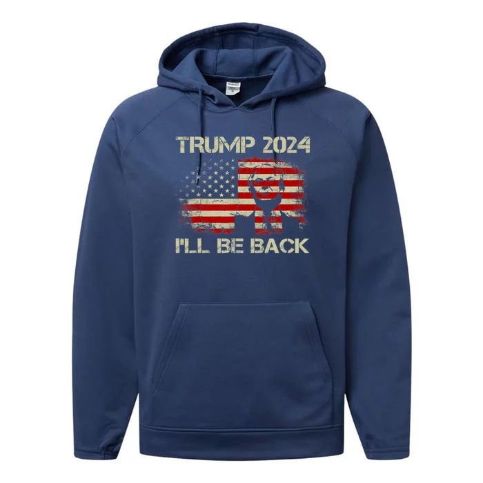 Donald Trump 2024 Take America Back American Flag Vintage Performance Fleece Hoodie