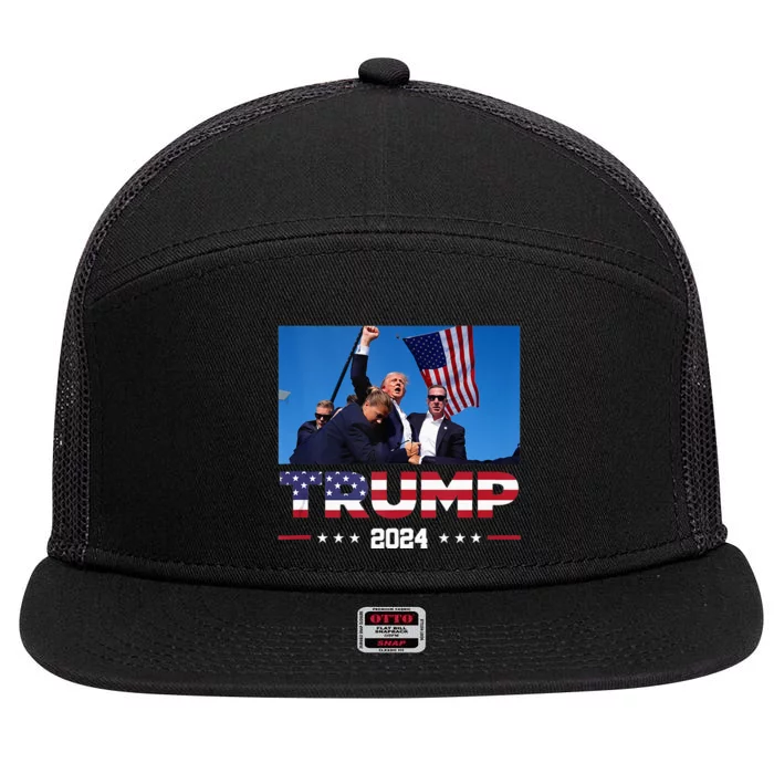 Donald Trump 2024 Survived Shooting At Election Rally 7 Panel Mesh Trucker Snapback Hat