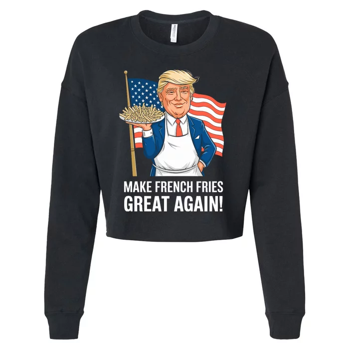 Donald Trump 2024 French Fry Make French Fries Great Again 2024 Magadonalds Cropped Pullover Crew