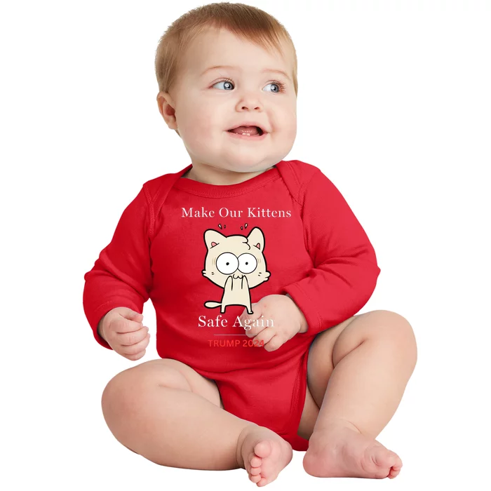 Donald Trump 2024 Funny Cat Conservative Maga Baby Long Sleeve Bodysuit