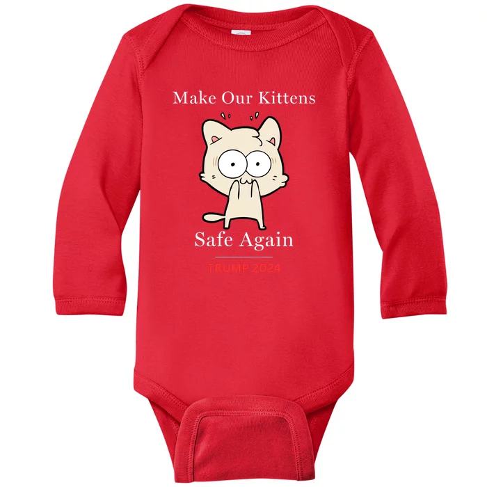 Donald Trump 2024 Funny Cat Conservative Maga Baby Long Sleeve Bodysuit