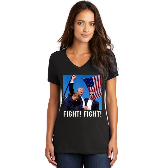 Donald Trump 2024 Survived Shot At Election Rally Women's V-Neck T-Shirt