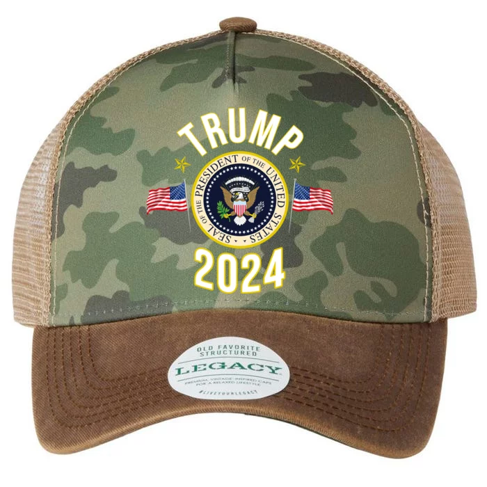 Donald Trump 2024 Presidential Seal Legacy Tie Dye Trucker Hat