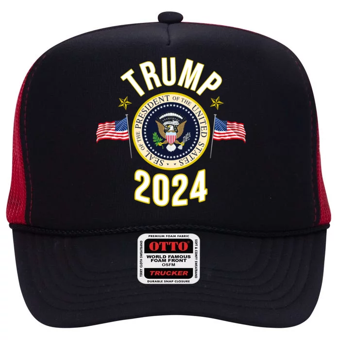 Donald Trump 2024 Presidential Seal High Crown Mesh Trucker Hat