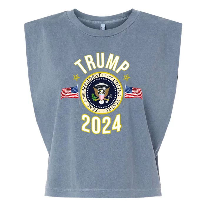 Donald Trump 2024 Presidential Seal Garment-Dyed Women's Muscle Tee