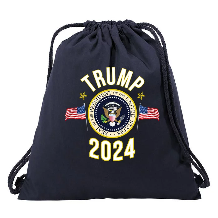 Donald Trump 2024 Presidential Seal Drawstring Bag