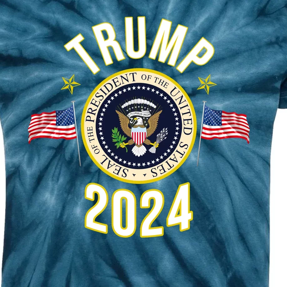 Donald Trump 2024 Presidential Seal Kids Tie-Dye T-Shirt