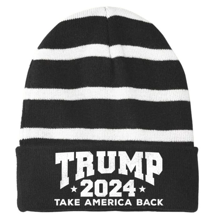 Donald Trump 2024 Take America Back Striped Beanie with Solid Band