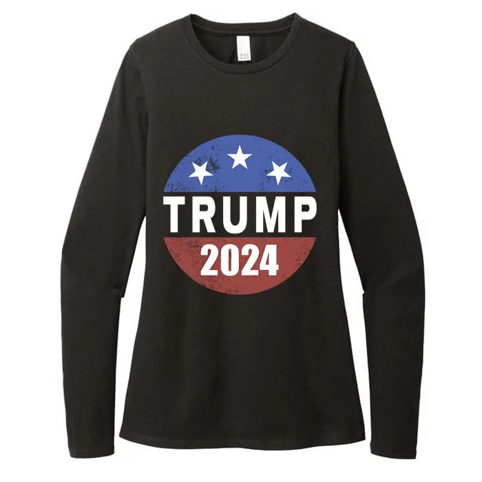 Donald Trump 2024 Election Button Vote 24 President Womens CVC Long Sleeve Shirt