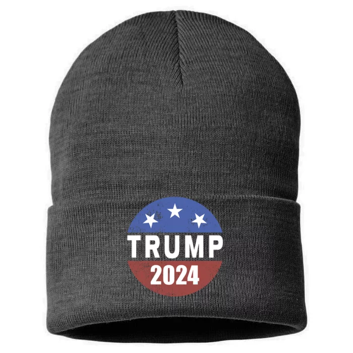 Donald Trump 2024 Election Button Vote 24 President Sustainable Knit Beanie