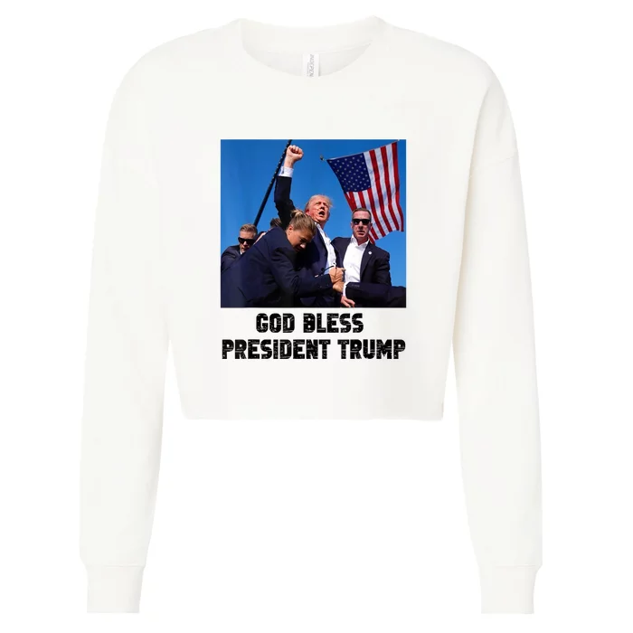 Donald Trump 2024 God Bless President Trump Gift Cropped Pullover Crew