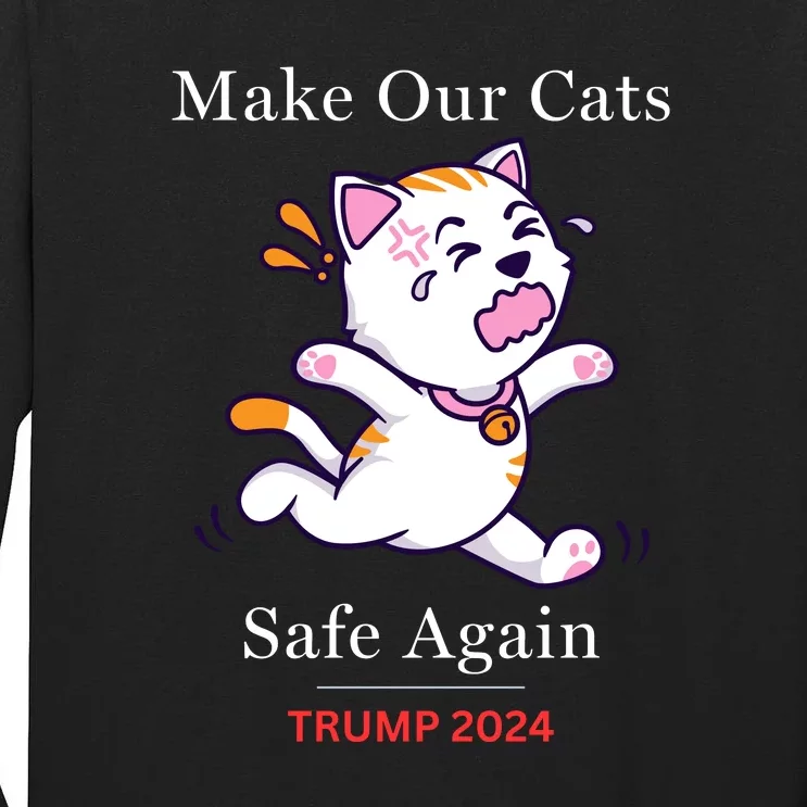 Donald Trump 2024 Funny Cat Conservative Maga Tall Long Sleeve T-Shirt