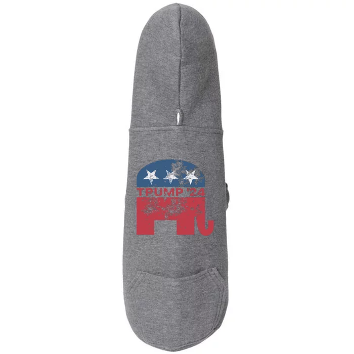 Donald Trump 2024 For President Pro Trump Vintage Republicantage Republican Doggie 3-End Fleece Hoodie