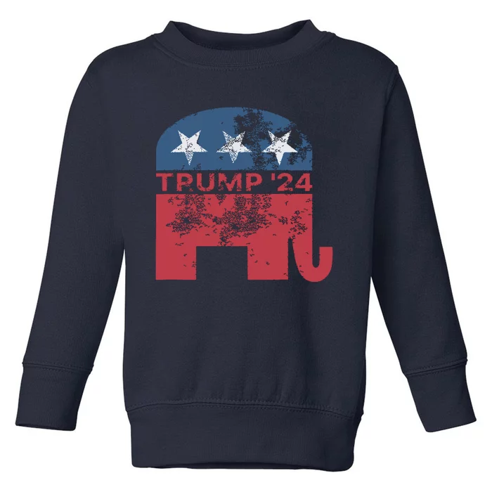 Donald Trump 2024 For President Pro Trump Vintage Republicantage Republican Toddler Sweatshirt