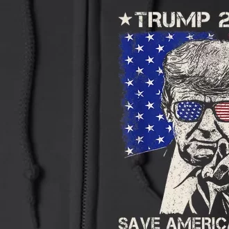 Donald Trump 2024 Save America Again American Flag Full Zip Hoodie