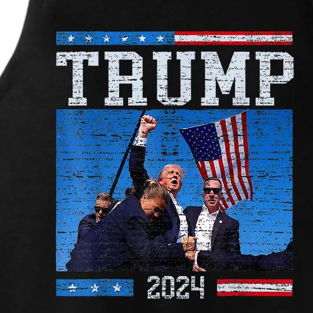 Donald Trump 2024 Survived Shot At Election Rally Ladies Tri-Blend Wicking Tank