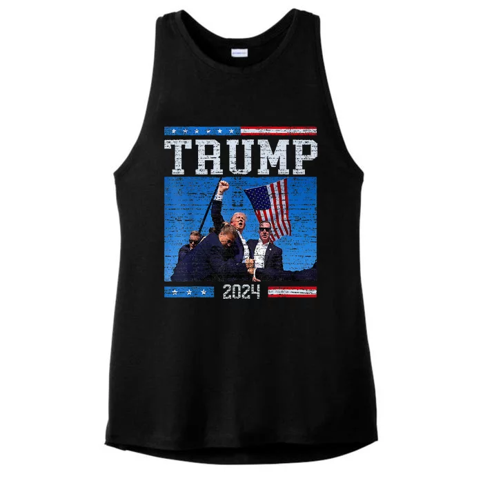 Donald Trump 2024 Survived Shot At Election Rally Ladies Tri-Blend Wicking Tank