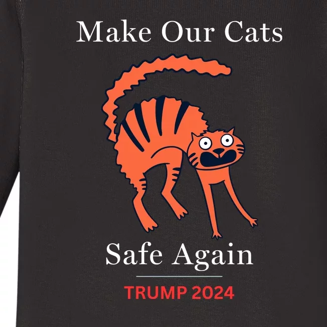 Donald Trump 2024 Funny Cat Conservative Maga Baby Long Sleeve Bodysuit