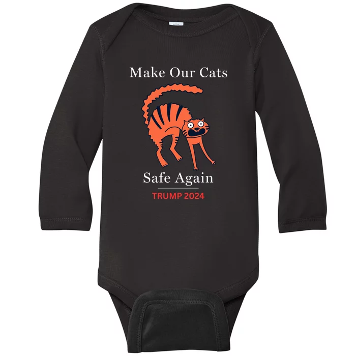 Donald Trump 2024 Funny Cat Conservative Maga Baby Long Sleeve Bodysuit