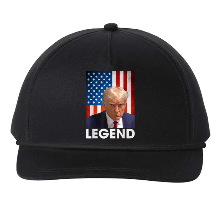 Donald Trump 2024 Mug Shot President Legend American Flag Snapback Five-Panel Rope Hat