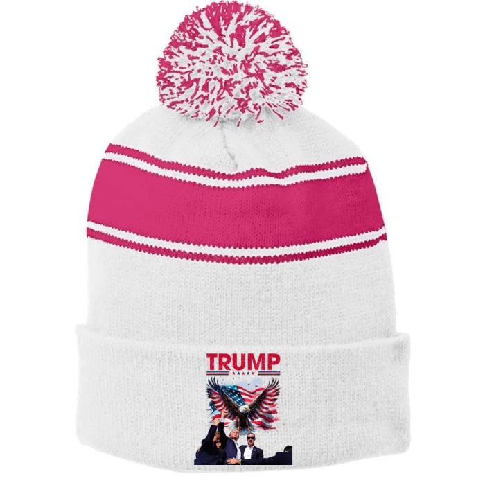 Donald Trump 2024 Survived Shot At Election Rally Stripe Pom Pom Beanie