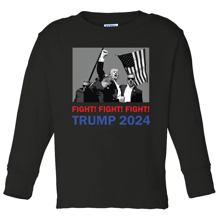 Donald Trump 2024 Fight Fight Fight Donald Trump Fist Pump Toddler Long Sleeve Shirt