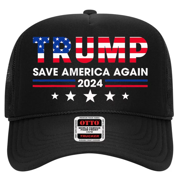 Donald Trump 2024 Take America Back Election The Return High Crown Mesh Trucker Hat