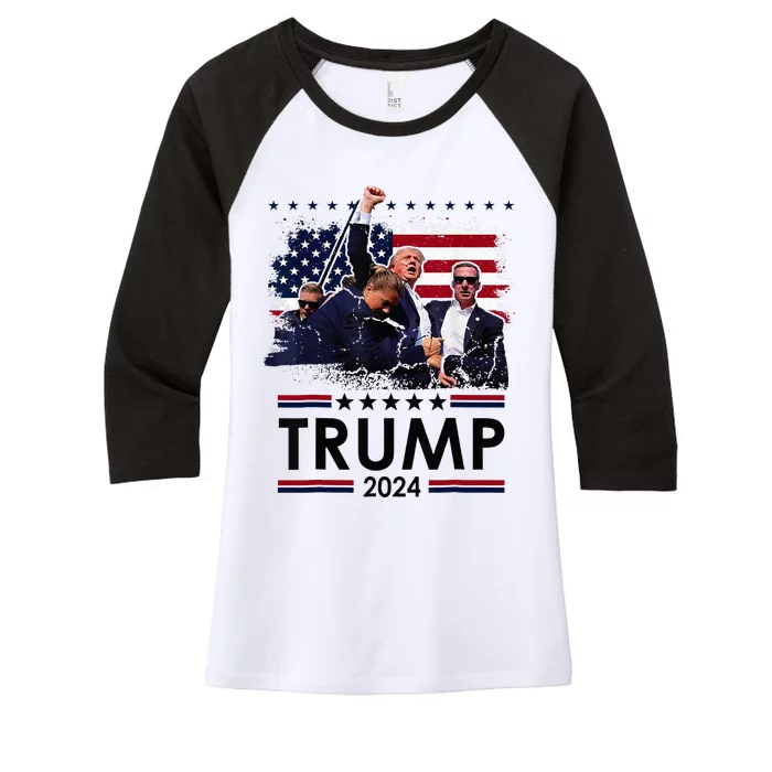 Donald Trump 2024 Survived Shot At Election Rally Women's Tri-Blend 3/4-Sleeve Raglan Shirt