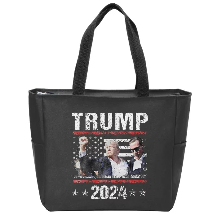 Donald Trump 2024 Survived Shot At Election Rally Zip Tote Bag