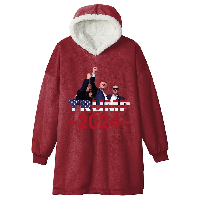 Donald Trump 2024 Escaped Shot At Election Rally Hooded Wearable Blanket