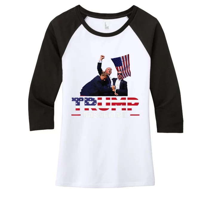 Donald Trump 2024 Missed Me Survived Shot At Election Women's Tri-Blend 3/4-Sleeve Raglan Shirt