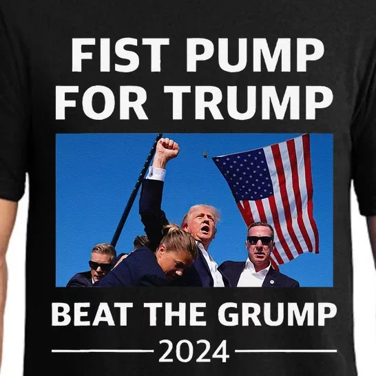 Donald Trump 2024 Fist Pump Beat The Grump Rally Usa Flag Pajama Set