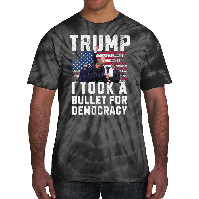 Donald Trump 2024 I Took A Bullet For Democracy Us Flag Tie-Dye T-Shirt