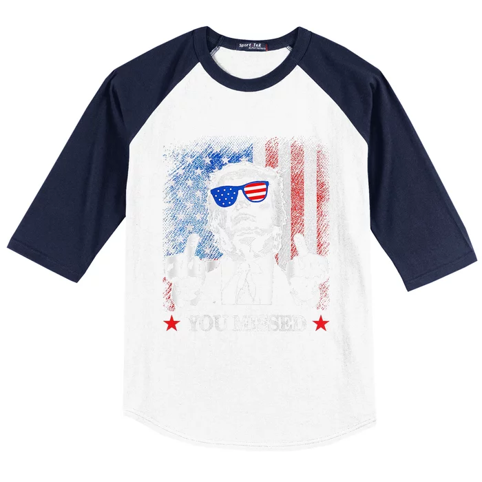 Donald Trump 2024 Take America Back Flag You Missed Baseball Sleeve Shirt