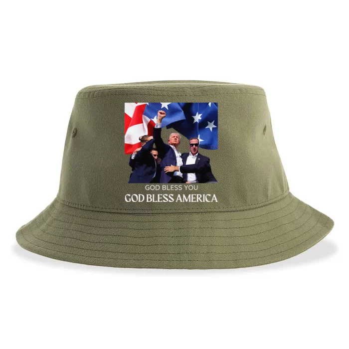 Donald Trump 2024 God Bless You God Bless America Sustainable Bucket Hat